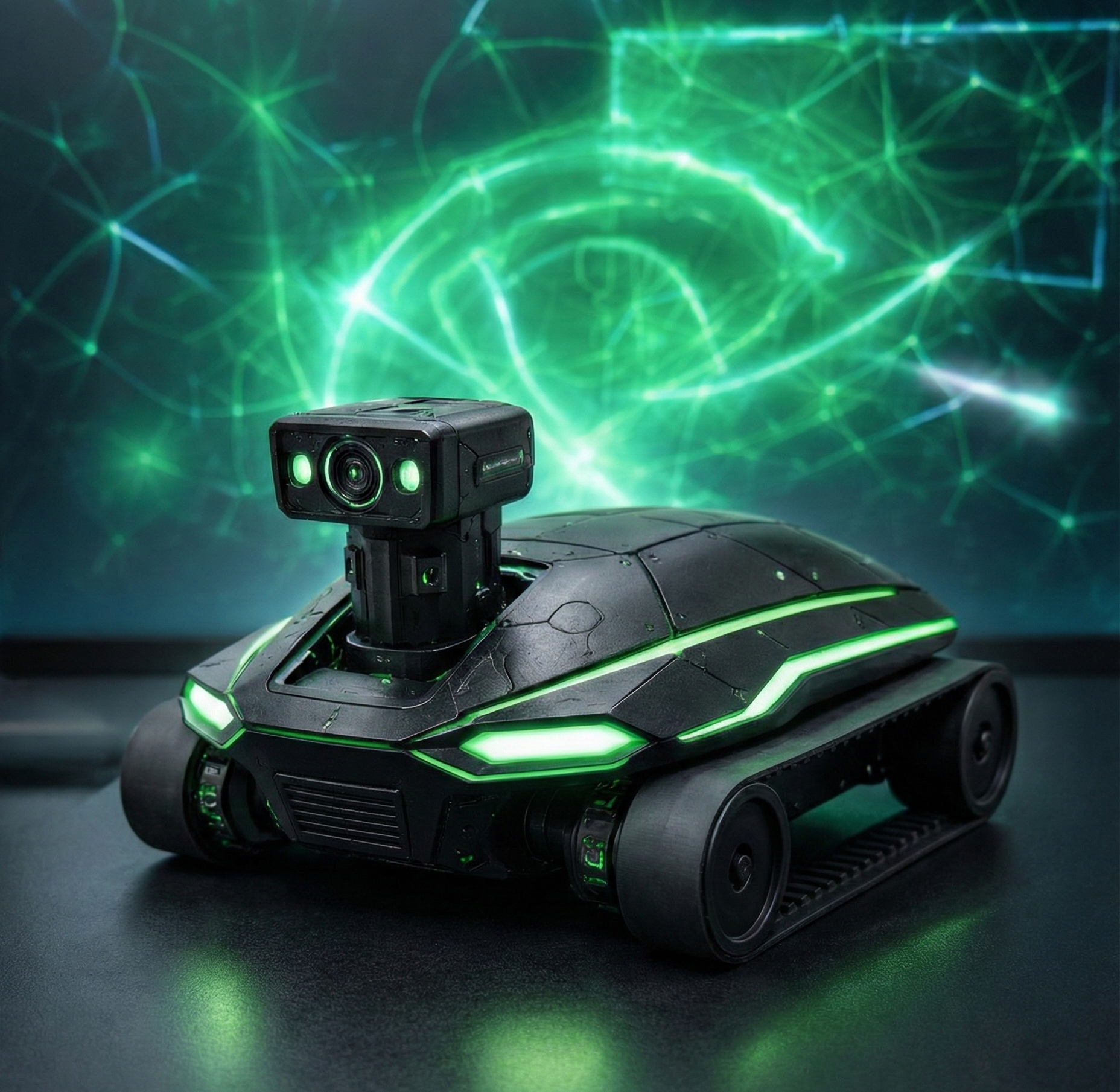 3lytra R1 compact tracked personal robot designed by Randolph Schilke - front view with HD camera