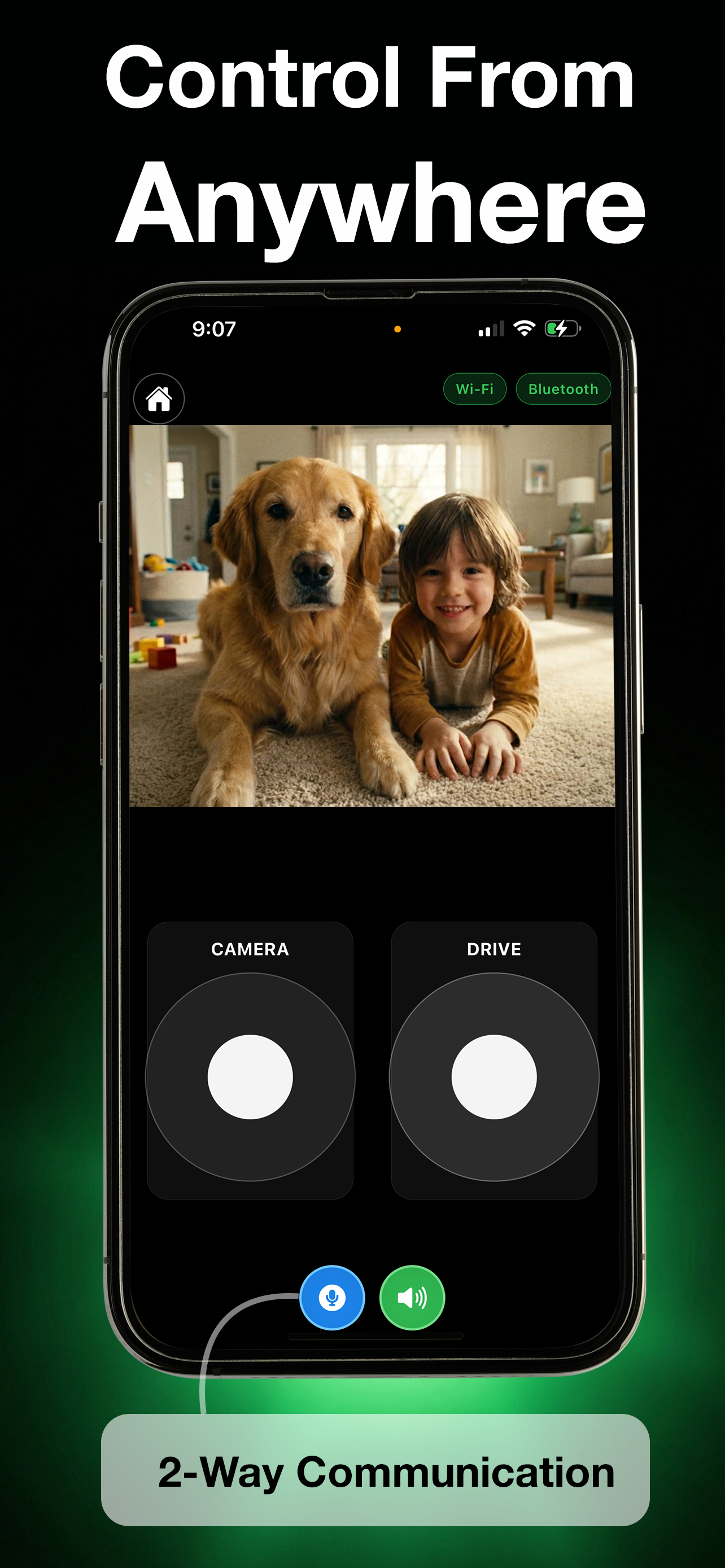 3lytra app live camera view and drive controls - control R1 from anywhere with 2-way communication