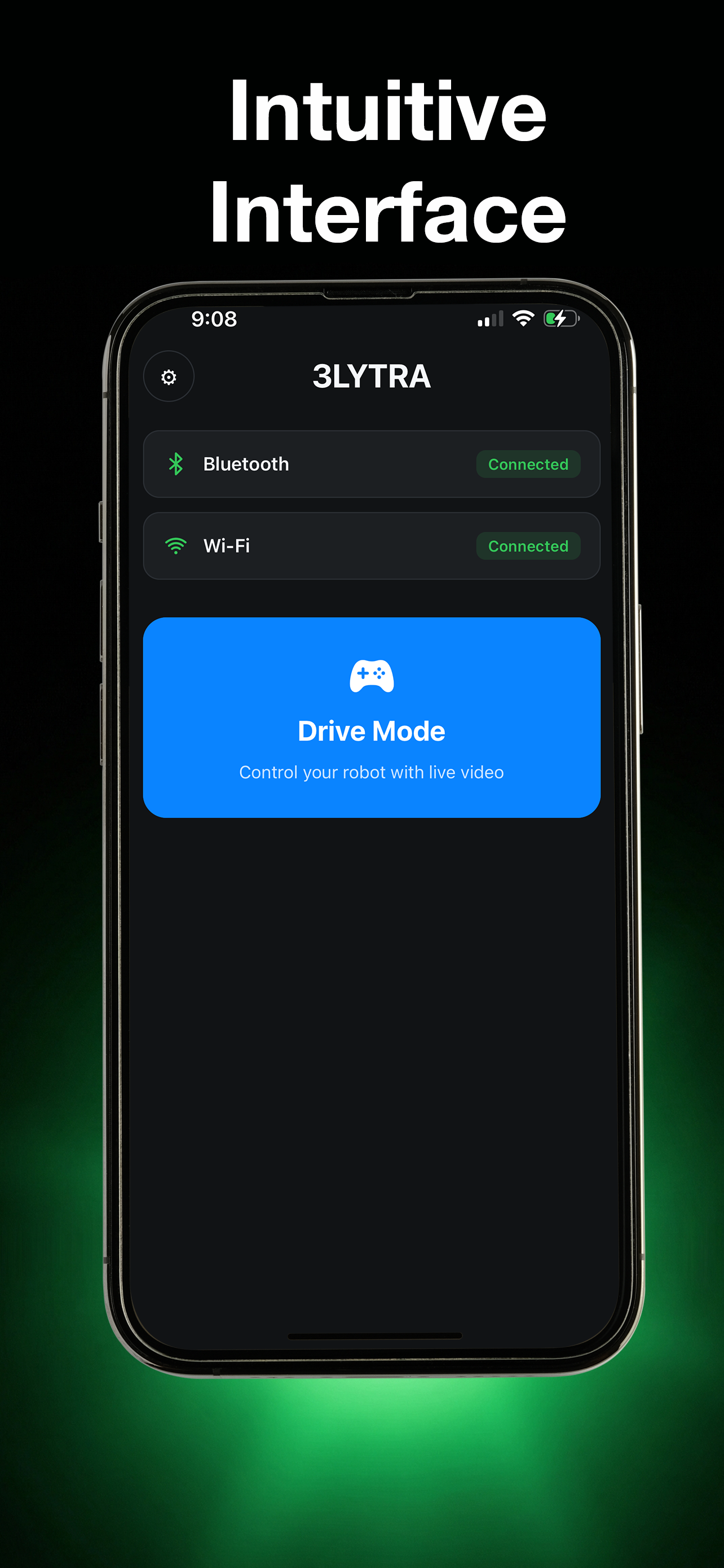 3lytra app intuitive interface - drive mode with Bluetooth and Wi-Fi connectivity